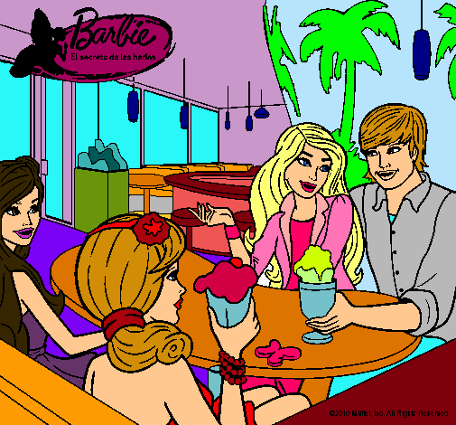 Barbie y sus amigos en la heladería
