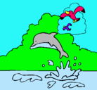 Dibujo Delfín y gaviota pintado por gastar