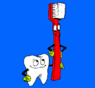 Dibujo Muela y cepillo de dientes pintado por werty
