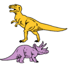 Dibujo Triceratops y tiranosaurios rex pintado por fernandoe