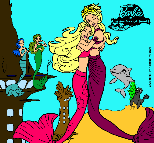Dibujo Barbie sirena y la reina sirena pintado por StarClaudia