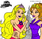 Dibujo Barbie se despiede de la reina sirena pintado por antonela
