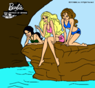 Dibujo Barbie y sus amigas sentadas pintado por StarClaudia