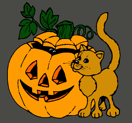 Calabaza y gato