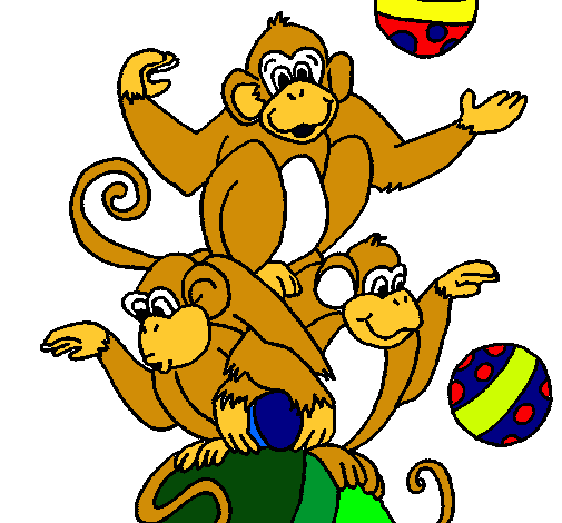 Dibujo Monos haciendo malabares pintado por sabrimaga