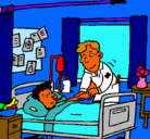 Dibujo Niño hospitalizado pintado por enfermo