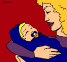 Dibujo Madre con su bebe II pintado por ali10