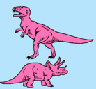 Dibujo Triceratops y tiranosaurios rex pintado por luvina