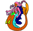 Dibujo Sirena con larga melena pintado por Kena