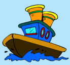 Dibujo Barco en el mar pintado por barquito