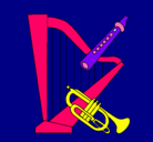 Dibujo Arpa, flauta y trompeta pintado por avatar