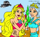 Dibujo Barbie se despiede de la reina sirena pintado por valeselysi