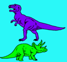 Dibujo Triceratops y tiranosaurios rex pintado por HJUBHYB