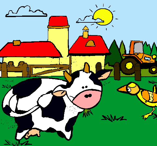 Vaca en la granja