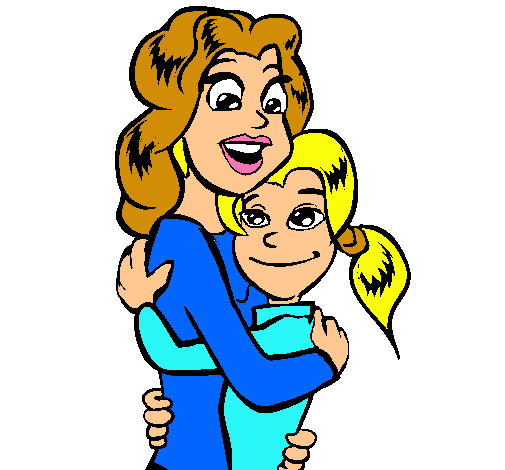 Dibujo Madre e hija abrazadas pintado por amorcitos