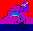 Dibujo Delfín y gaviota pintado por elizadet
