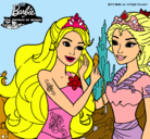 Dibujo Barbie se despiede de la reina sirena pintado por marinna
