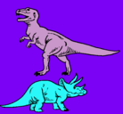 Dibujo Triceratops y tiranosaurios rex pintado por Kena