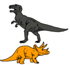Dibujo Triceratops y tiranosaurios rex pintado por adiosa
