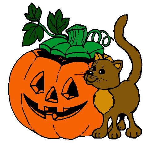 Calabaza y gato