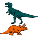 Dibujo Triceratops y tiranosaurios rex pintado por sharon