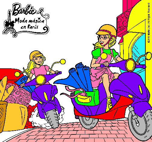 Dibujo Barbie y su amiga en moto pintado por CELIA6