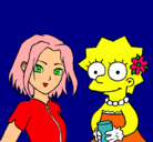 Dibujo Sakura y Lisa pintado por piff