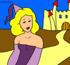 Dibujo Princesa y castillo pintado por sina