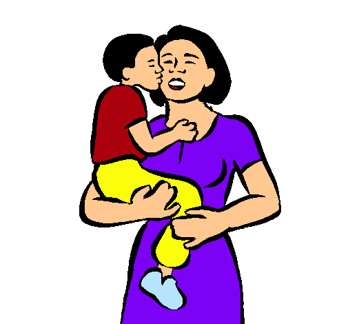 Dibujo Beso maternal pintado por paqblo