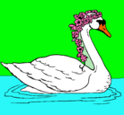Dibujo Cisne con flores pintado por guardar