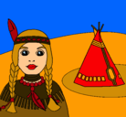 Dibujo India y tepee pintado por casz