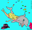 Dibujo Barbie y delfín pintado por ylona
