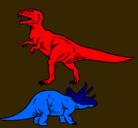 Dibujo Triceratops y tiranosaurios rex pintado por christopher