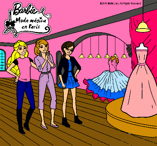 Barbie mirando vestidos