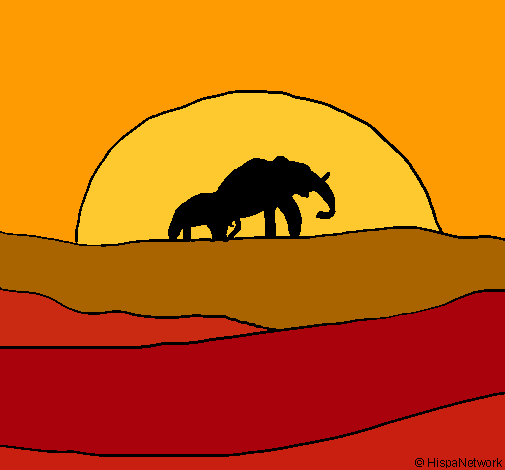 Elefante en el amanecer