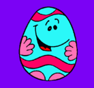 Dibujo Huevo de pascua feliz pintado por rayas 