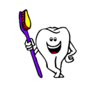 Dibujo Muela y cepillo de dientes pintado por inmastar