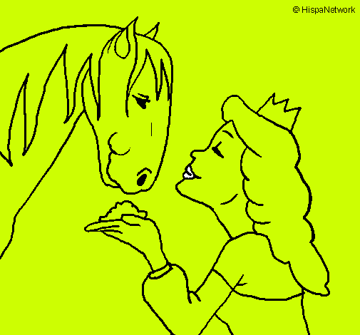 Dibujo Princesa y caballo pintado por acvalle