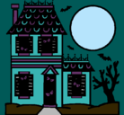 Dibujo Casa del terror pintado por hallowen