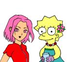 Dibujo Sakura y Lisa pintado por maiaparis