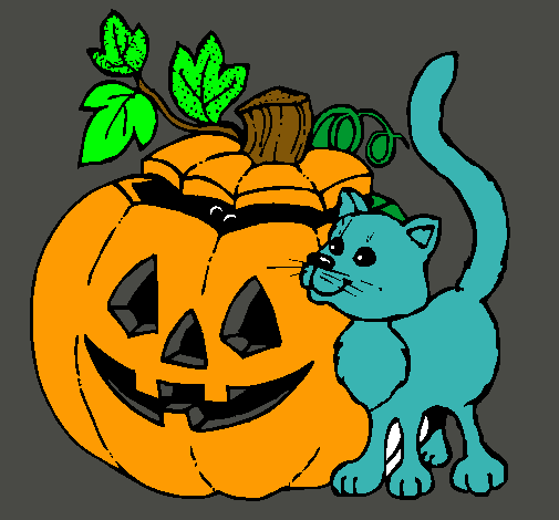 Calabaza y gato