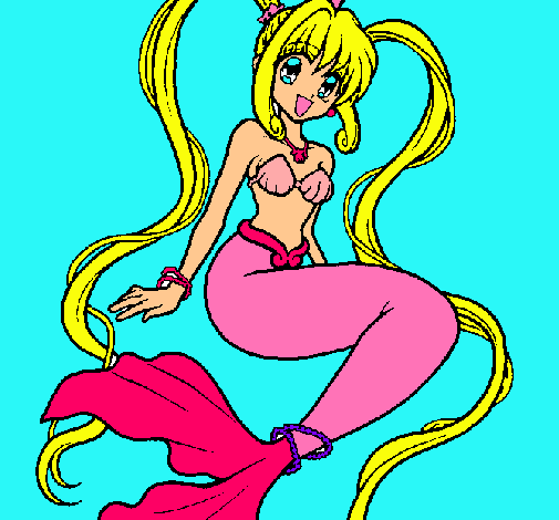 Dibujo Sirena con perlas pintado por xioma
