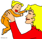 Dibujo Madre con su bebe pintado por ghygh
