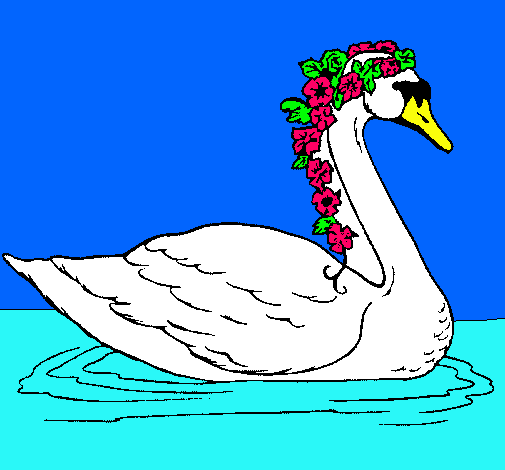 Cisne con flores