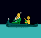 Dibujo Madre e hijo en canoa pintado por aaaaaa