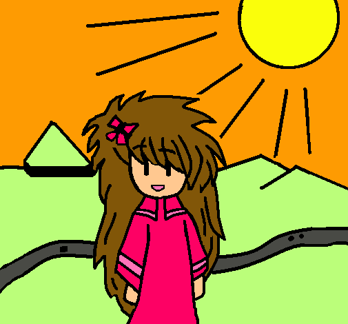 Dibujo Sol y montaña pintado por Laura2