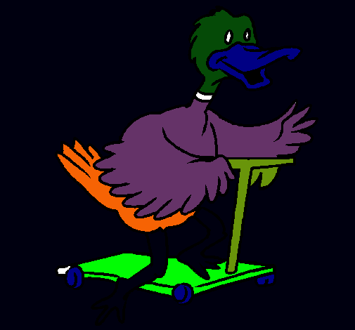 Pato en patinete