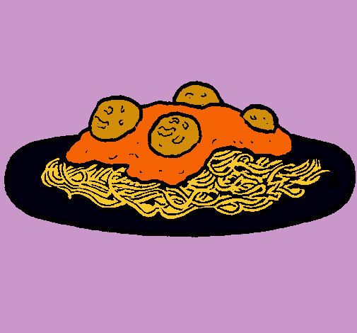Dibujo Espaguetis con carne pintado por Leoncita 