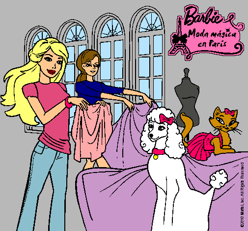 Barbie y su amiga mirando ropa