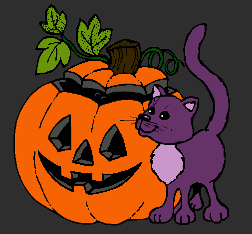 Calabaza y gato